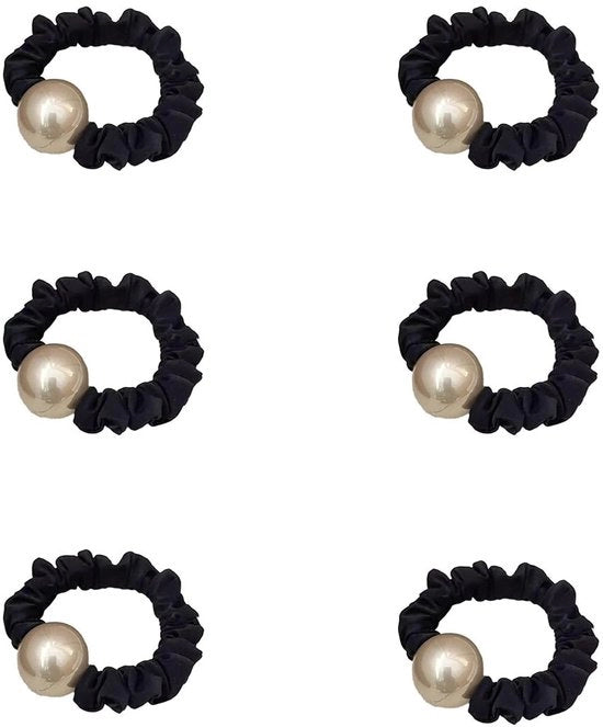 Set di elastici per capelli da 6 pezzi per donne, bende per capelli, movimento, accessori per capelli, perle, liscio, formato piccolo, cinture elastiche spesse, clip per capelli