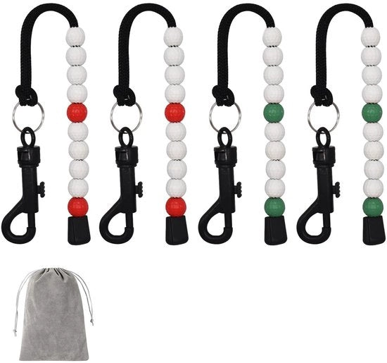 Contatore di Colpi da Golf 4 pezzi - Tas di Stoccaggio - Materiale Sostenibile - Contatore di Colpi da Golf con 4 pezzi