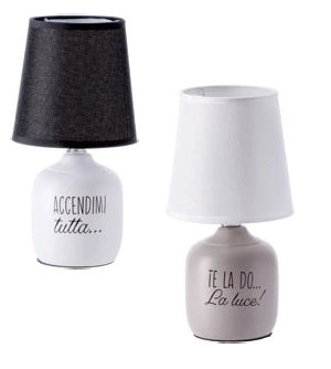 1 Pezzo Lampada da Appoggio con Base in Ceramica Trey 26 cm 2 Colori