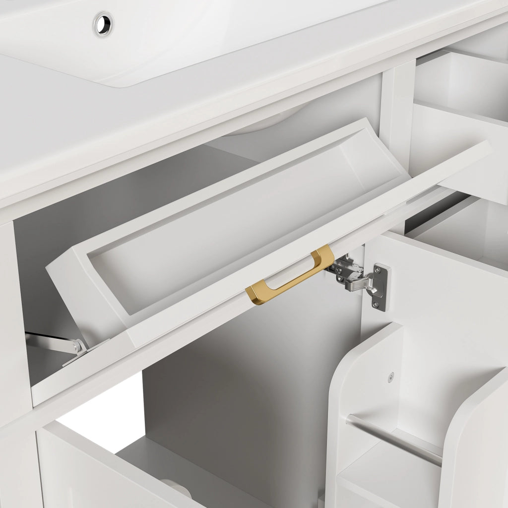 Mobile bagno a pavimento 90x46x87 cm con lavabo in ceramica MDF bianco