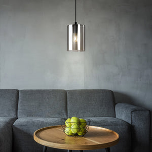 Lampadario Industrial Cadaques 1 Luce Acciaio Nero Cilindro