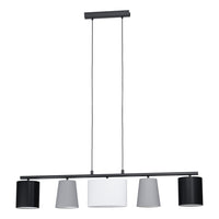 Lampadario A Sospensione Moderno Almeida 1 Acciaio Nero Grigio 5 Luci E14