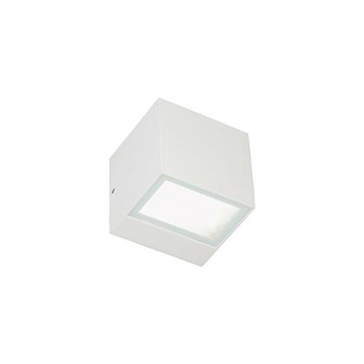 Applique Da Esterno Mini Biemissione Box Alluminio Bianco 5,5+5,5W Led 3000K