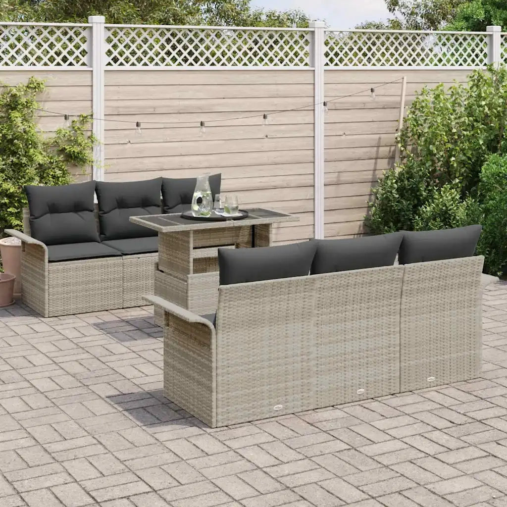 Set Divano da Giardino 7 pcs Grigio chiaro polyrattan 3348208