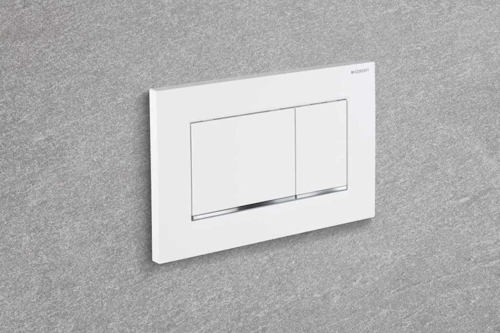 Placca di Comando Sigma 30 Doppio Tasto Bianca Cromo Geberit