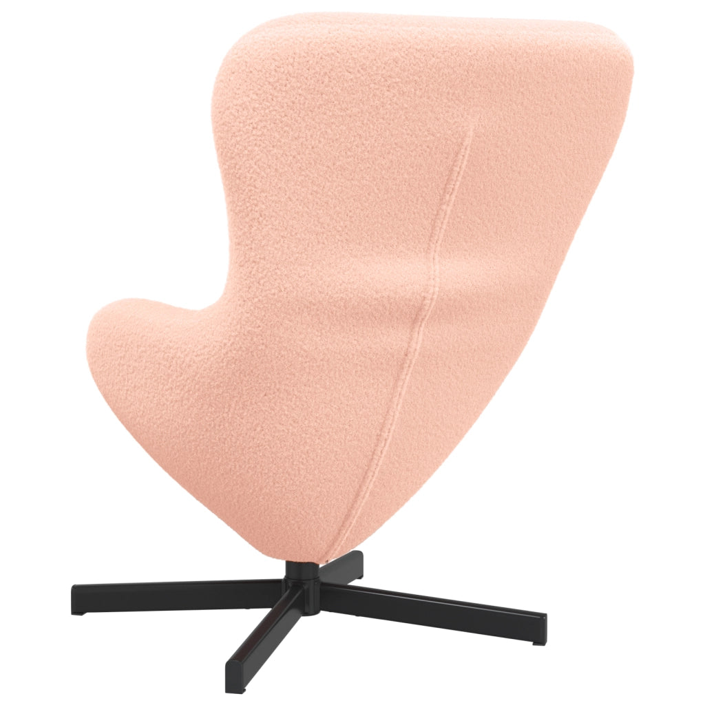 Poltrona a Uovo  Rosa in Tessuto Simile alla Lana Riccia