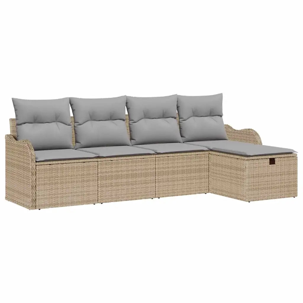 Set Divano da Giardino 5 pcs beige e grigio chiaro Poly Rattan 3358959