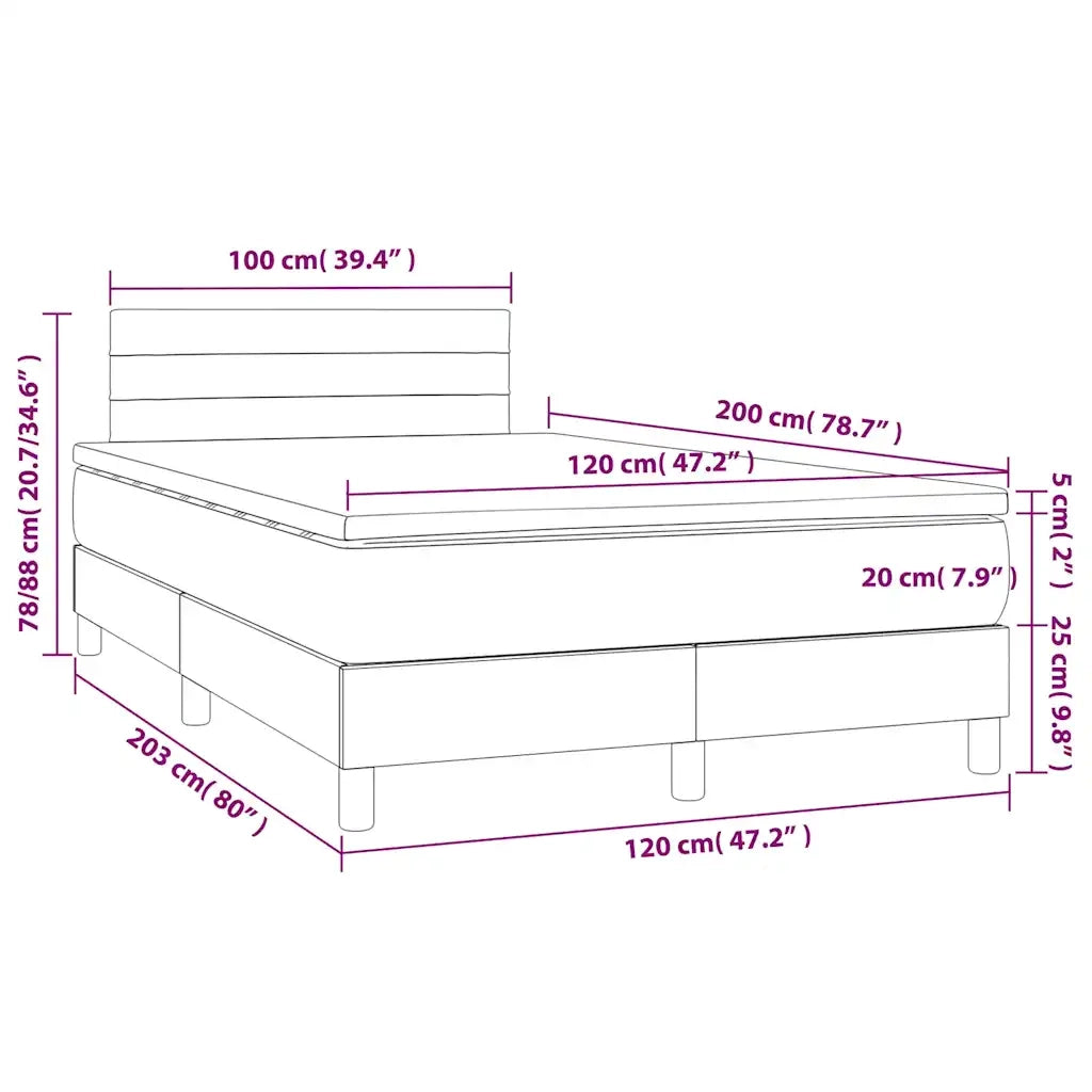 Giroletto a Molle con Materasso Blu Scuro 120x200 cm in Velluto 3141357