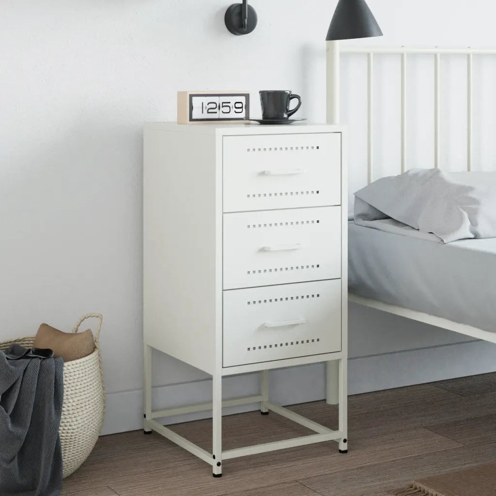 Comodino Bianco 36x39x78 cm in Acciaio 846588