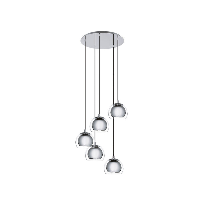 Lampadario Contemporaneo Rocamar 1 5 Luci Acciaio Cromo