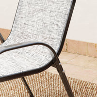 Set 3 Pezzi da Giardino 2 Sedie da Giardino 54x71x93 cm e Tavolino Rotondo Ø60x71 cm in Acciaio Grigio