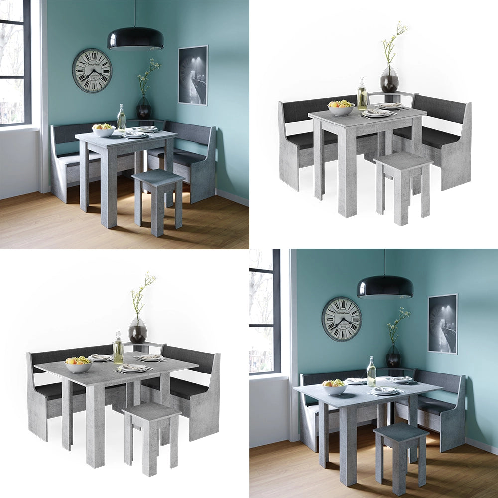 Gruppo panca ad angolo Roman Calcestruzzo 150 x 120 cm con tavolo Vicco