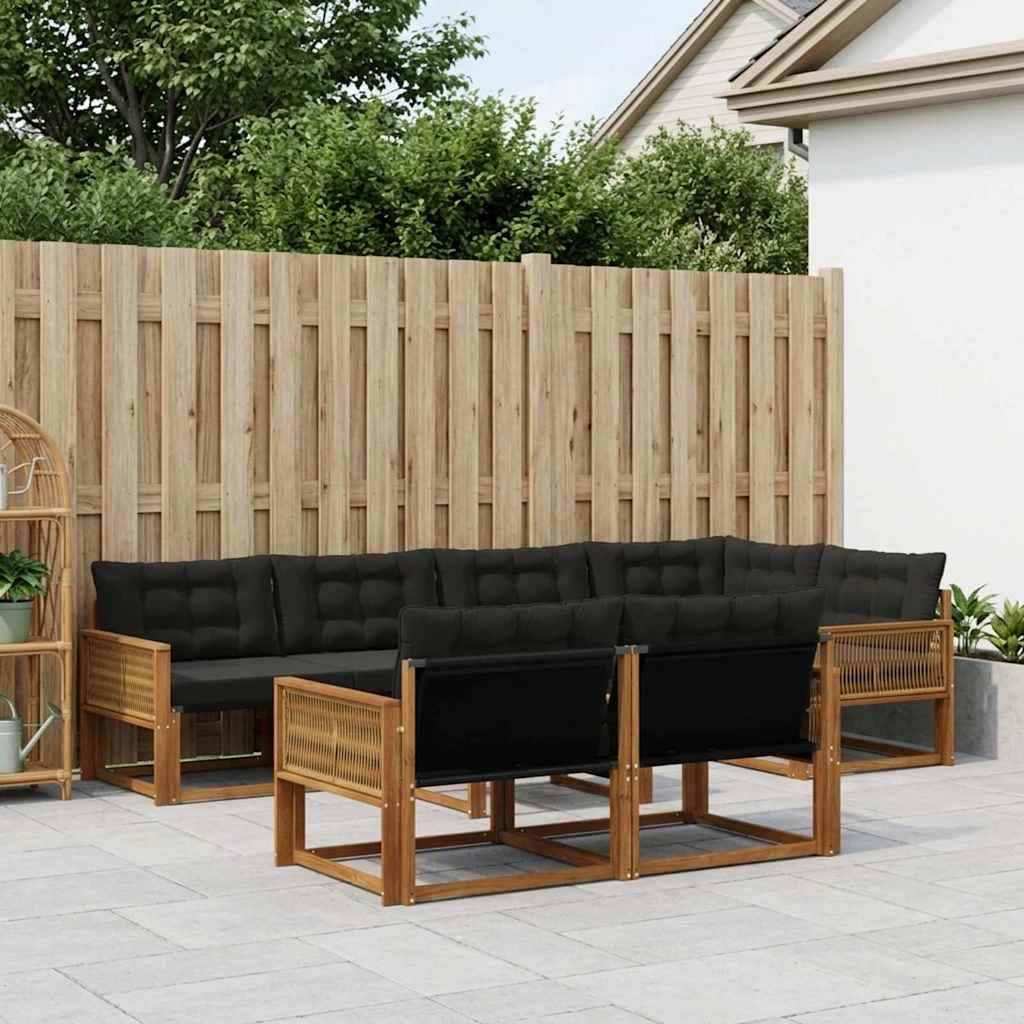 Set di divani da esterno 7 pz Naturale e Nero 3381492