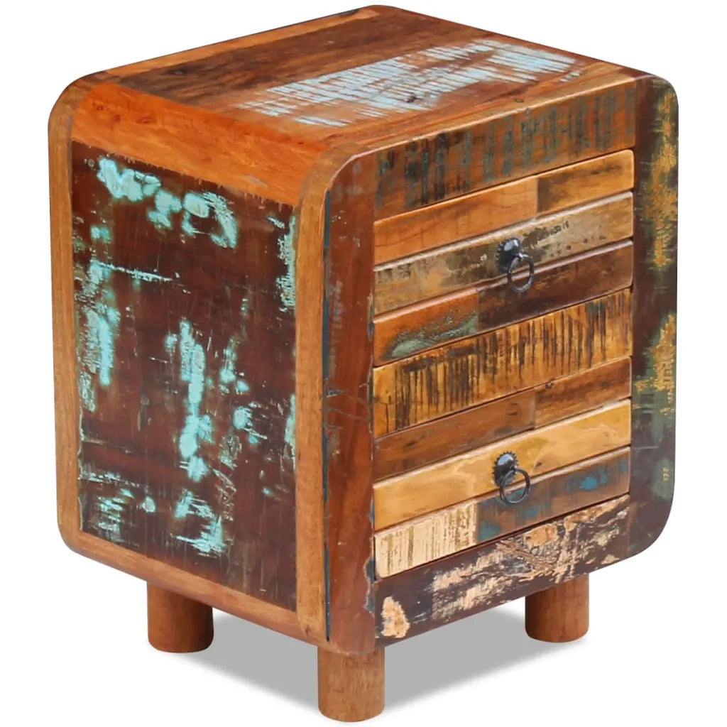 Comodino-Tavolino da notte in Solido Legno di Recupero 43x33x51 cm