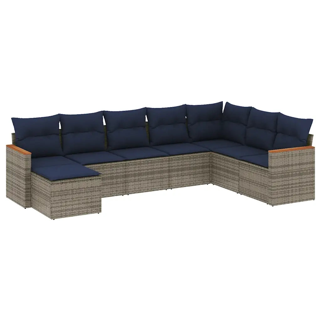 Set Divani da Giardino 8 pz con Cuscini Grigio in Polyrattan 3226250