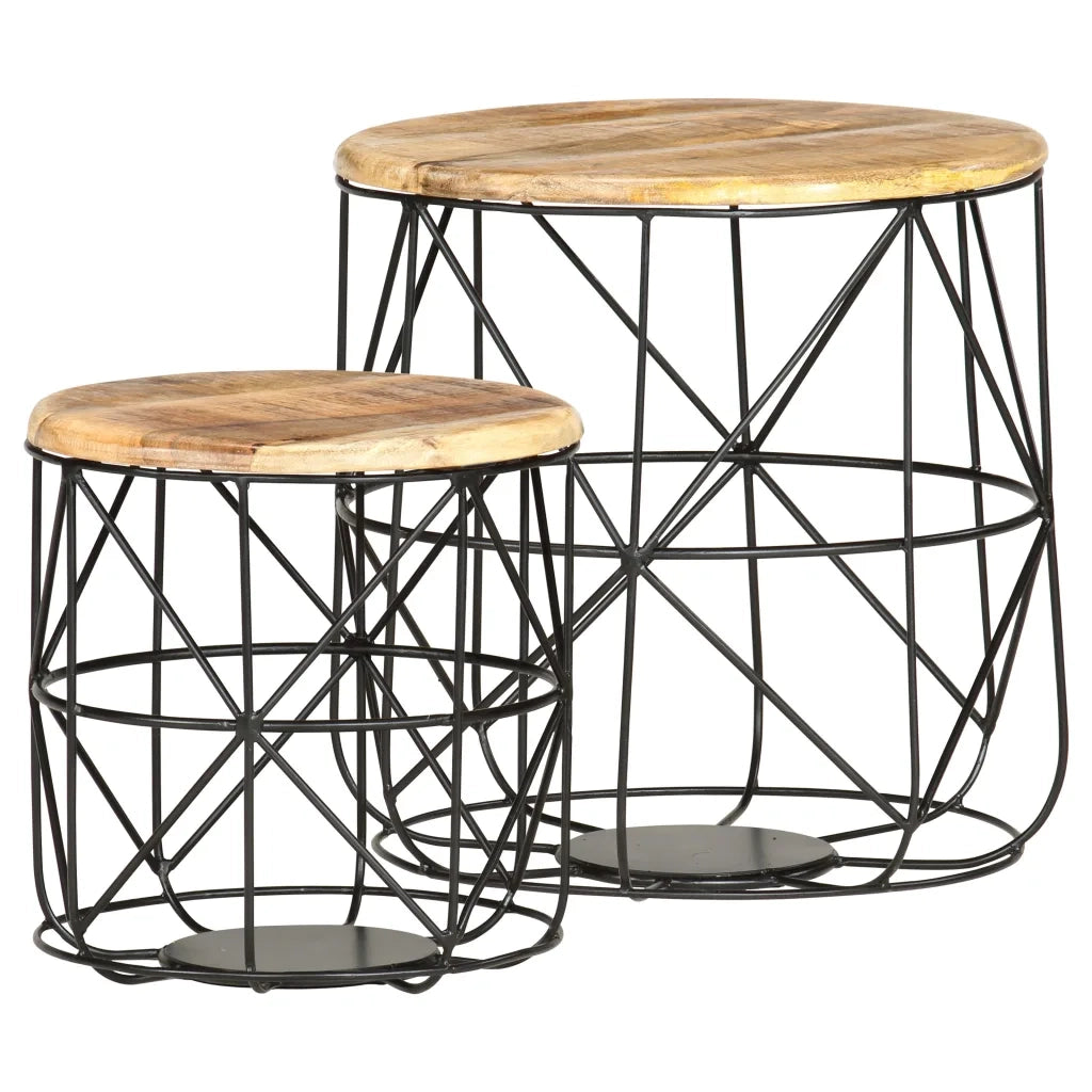 Tavolini da CaffÃ¨ 2 pz in Legno Massello di Mango cod mxl 26682