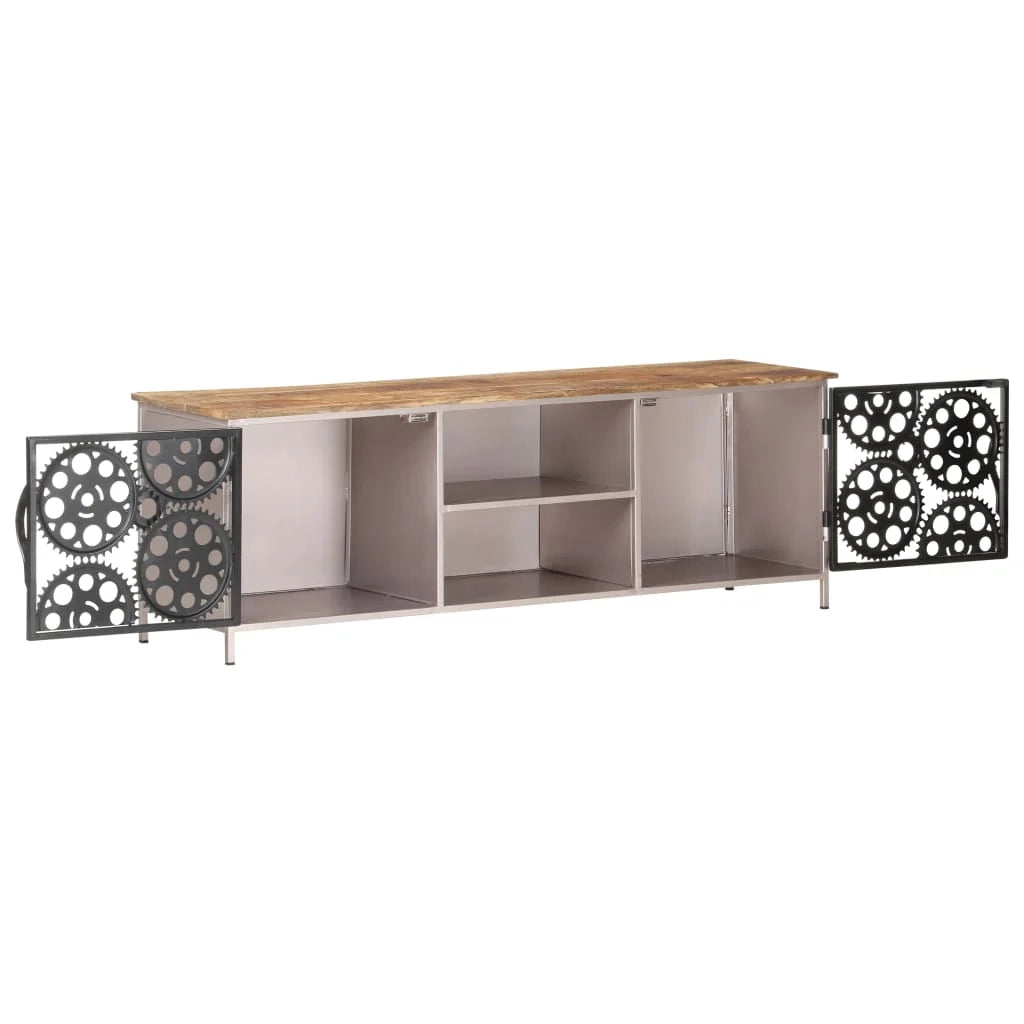 Mobile TV multimediale scaffale TV mobile TV sala da pranzo soggiorno camera da letto 120 x 30 x 40 cm legno di mango marrone grezzo 02_0025818