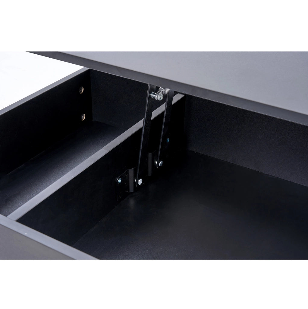 Tavolino da salotto sollevabile con LED, vano nascosto e prese EU integrate