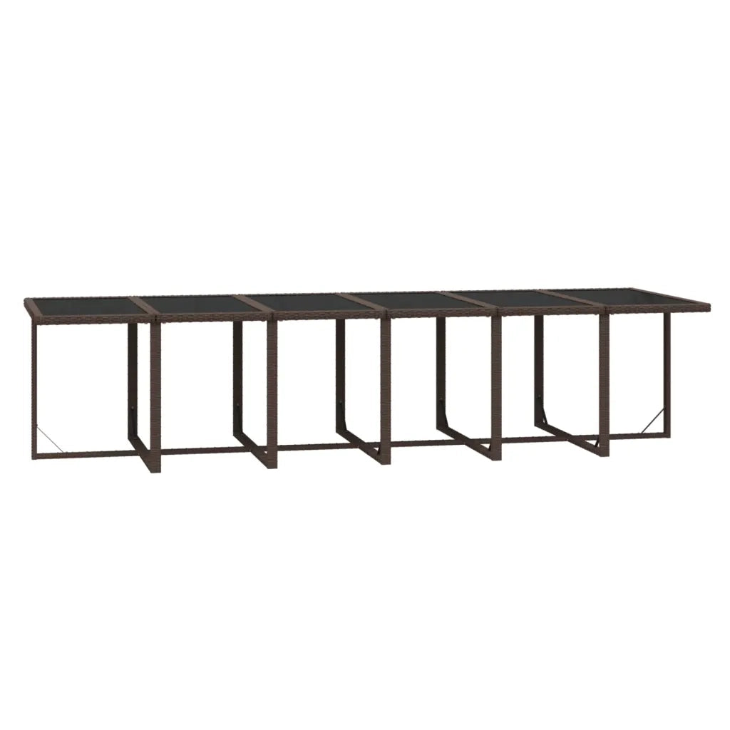 Set da Pranzo per Giardino 13 pz con Cuscini Polyrattan Marrone 3095620