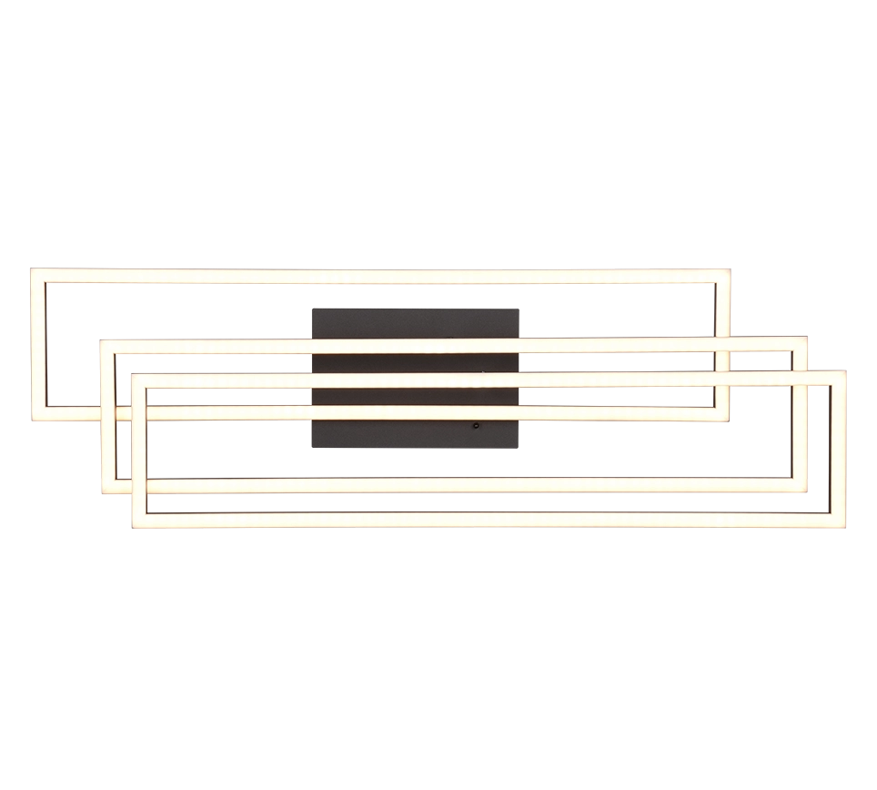 Plafoniera LED, metallo, nero opaco, 66x10x60 cm, Corso