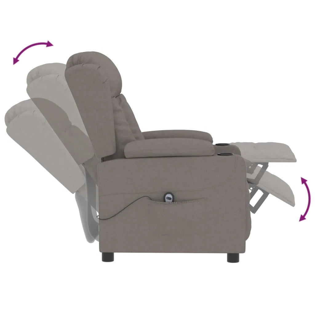 Poltrona | Sedia Relax Elettrica Reclinabile Tortora in Tessuto