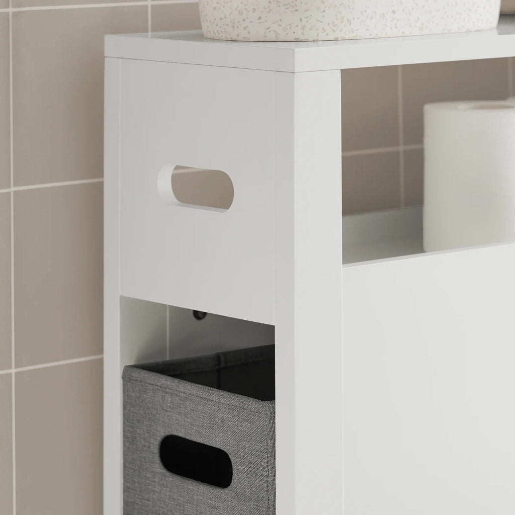 Mensola Salvaspazio con 2 cestelli grigi estraibili Mobiletto da bagno Bianco 20x60x70cm BZR83-W SoBuy