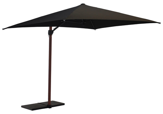 Ombrellone da Giardino Decentrato 3x2m Palo in Alluminio Effetto Legno Tessuto Olefin Trend Wood Nero