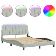 Letto matrimoniale | Letto per adulti | Giroletto con LED senza Materasso Hanko Grigio Chiaro 140x190 cm in Velluto