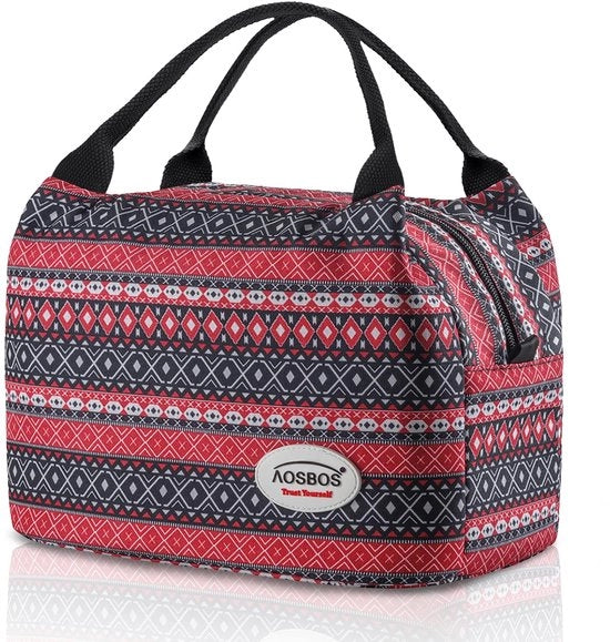 Borsa Leggera per Pic-Nic Isolata per Ufficio e Scuola Cerniera Opaca Impermeabile 8,5L (Rosso Bohemien)