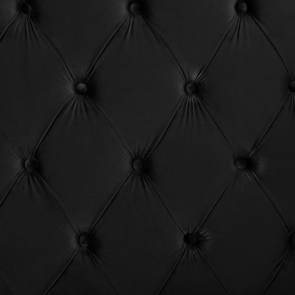 Letto 160 x 200 cm Velluto Nero Base A Doghe Bottone Testiera Trapuntata Testata