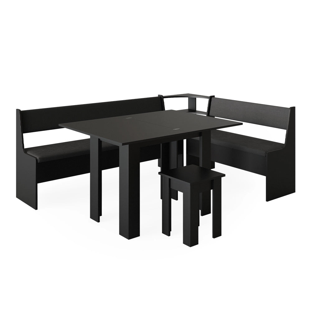 Vicco Gruppo panca ad angolo Nero 150 x 41.5 cm con tavolo