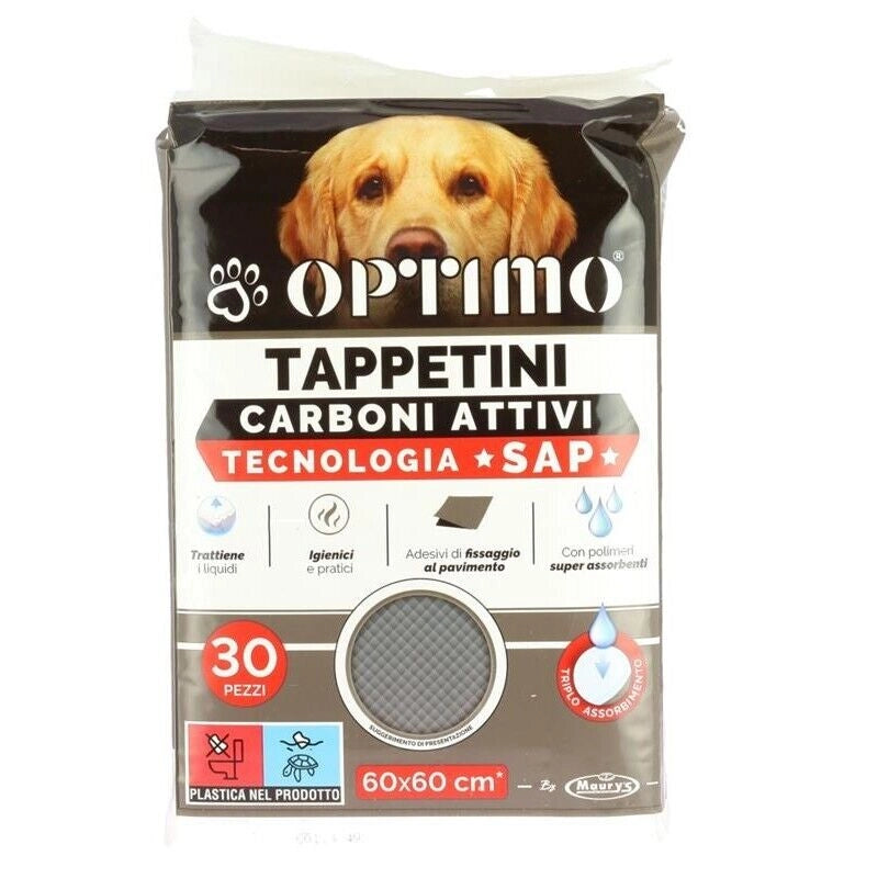 OPTIMO PET TAPPETINO 60X60 CM IN CONFEZIONE DA 30PZ CON CARBONI ATTIVI