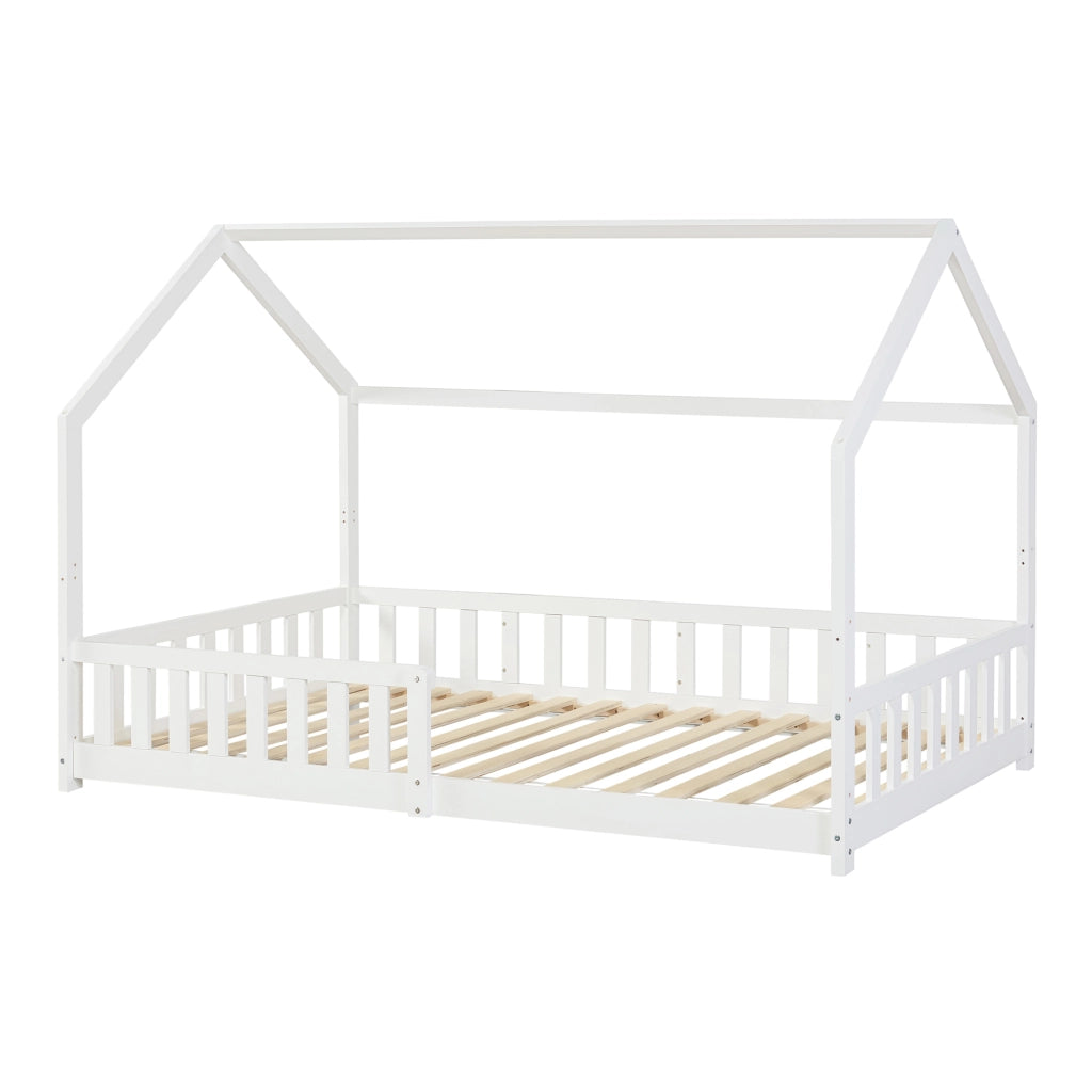 Letto Casetta per Cameretta Ydre con Materasso 120x200 cm Bianco [en.casa]