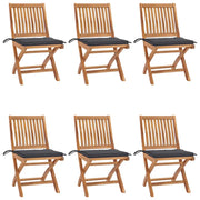 Sedie da Giardino Pieghevoli con Cuscini 6 pz Massello di Teak cod mxl 72181