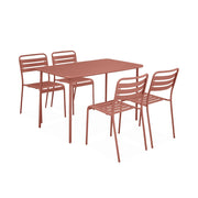 Set tavolo da giardino bistrot in metallo con 4 sedie, 120cm,