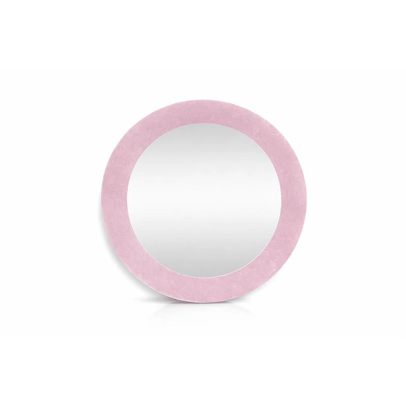 SPECCHIO ROTONDO IN VELLUTO CON GANCI PER APPENDERE DIMENSIONI 80X4.5CM - LINEA: GLOBO COLORE ROSA