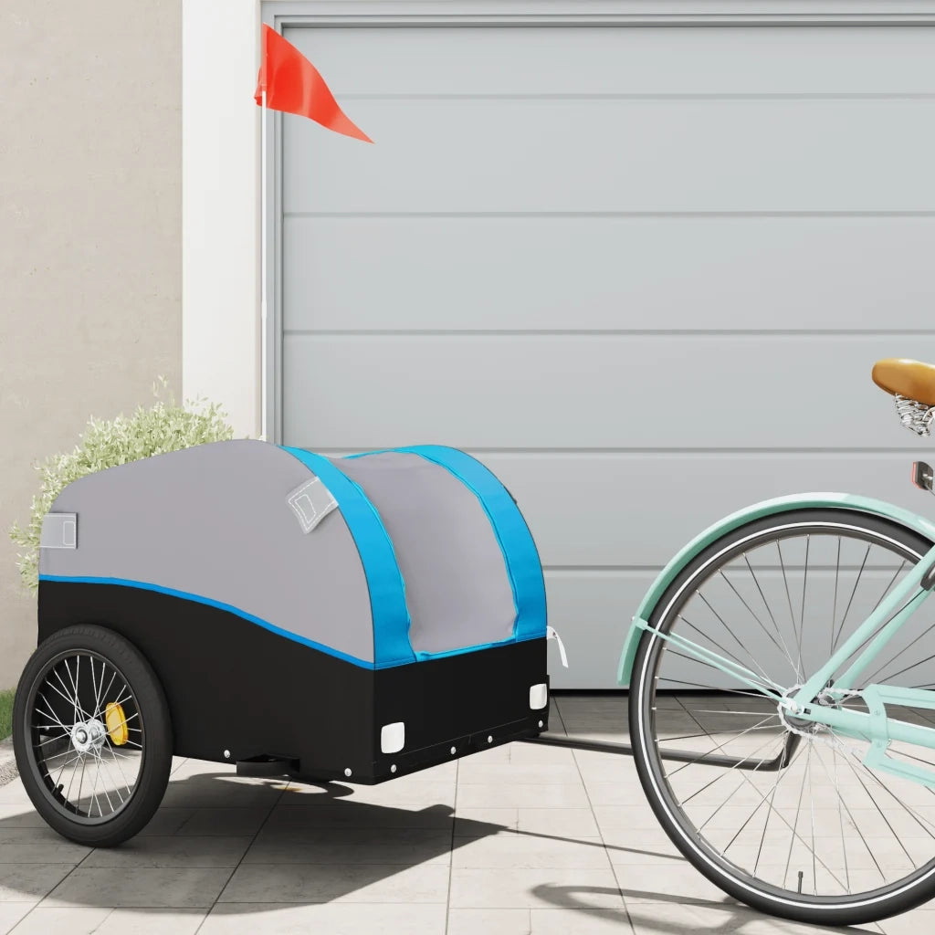 Rimorchio da Bici Nero e Blu 45 kg in Ferro 94128