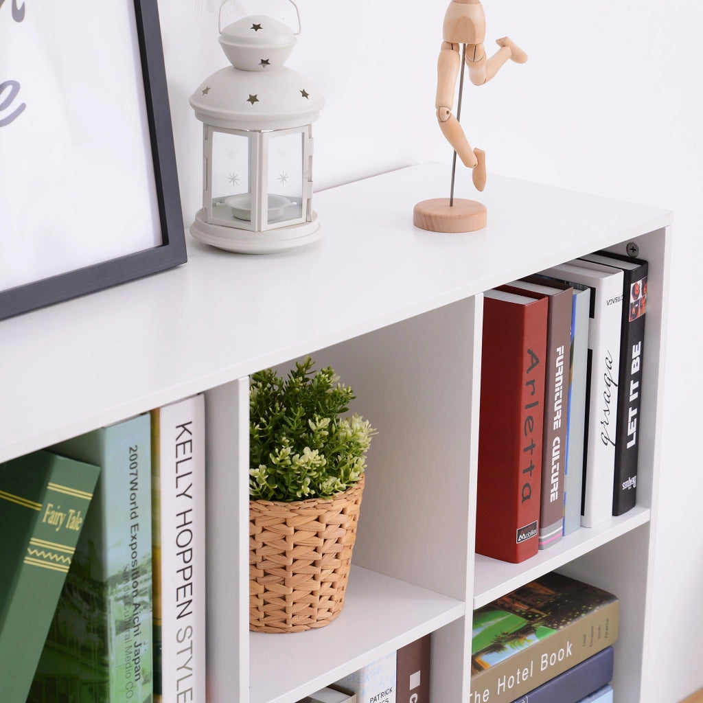 EasyComfort Libreria Bianca per Casa e Ufficio, Scaffale dal Design Moderno con 9 Scomparti in Legno, 91x29.5x91cm