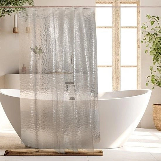 Douchegordino 180x200 cm Acquaproprio - Anelli per douchegordino - Magnetismi di peso - Materiale EVA/PE - Semi-trasparente - 12 Anelli - Douchegordino per bagno