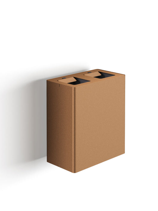 Pattumiera a Muro a 2 Scomparti Totale 40 L 51x28x56 cm con Contenitori Interni in Acciaio Verniciato Corten