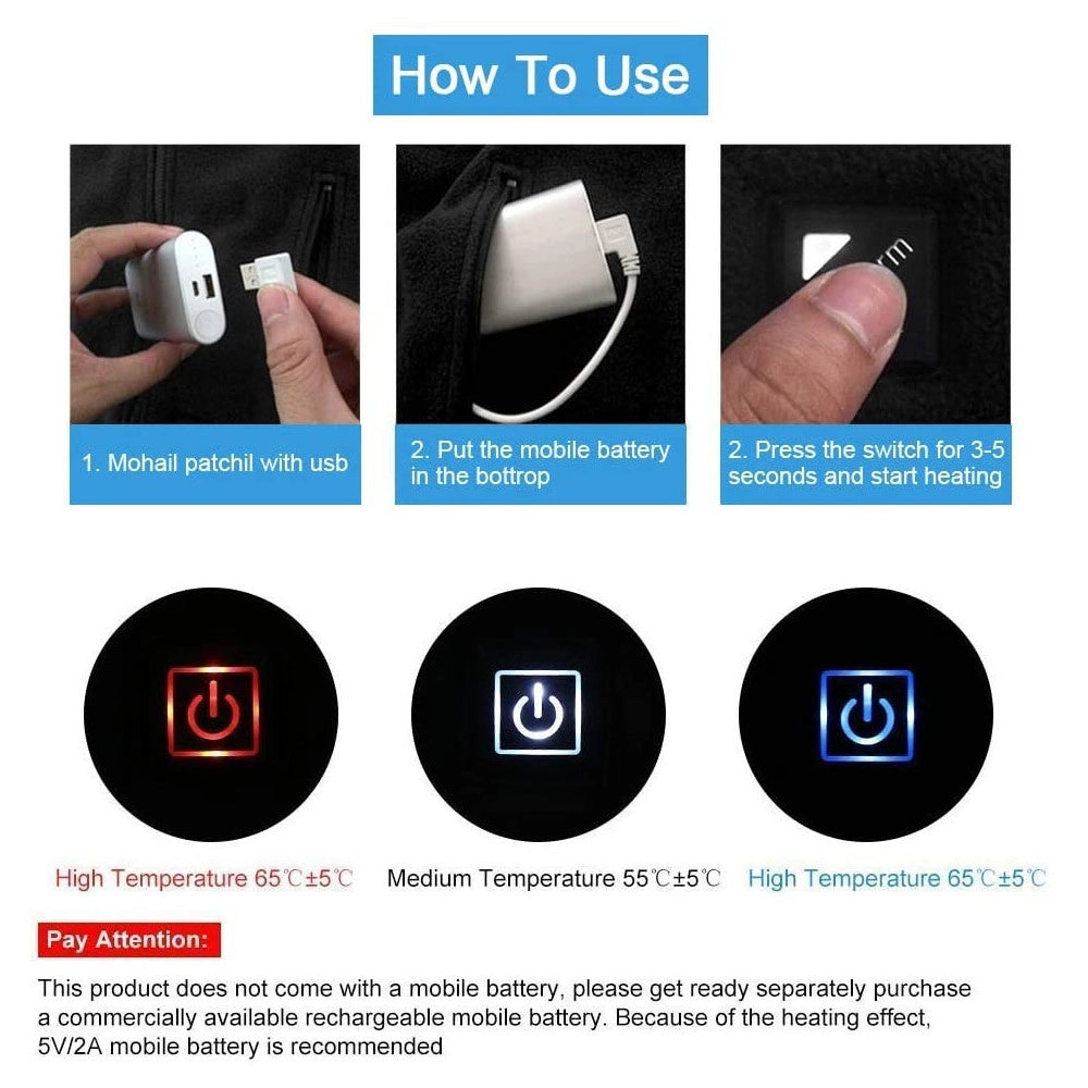 Trade Shop - Gilet Giubotto Riscaldante Usb Riscaldato Giacca Termica Unisex Riscaldamento -