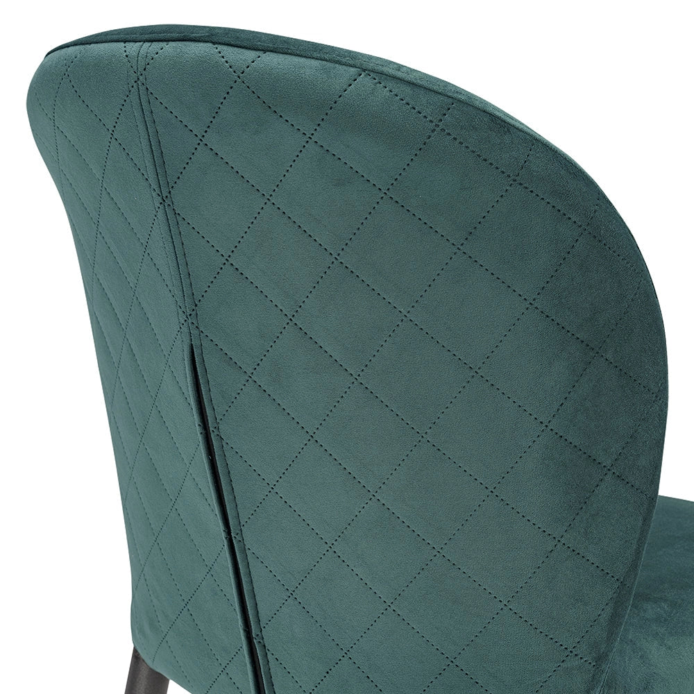 Sedia da pranzo imbottita in velluto GHIBLI LUX, 100% MADE IN ITALY, schienale a poltroncina, gambe robuste in metallo, design moderno, tessuto idrorepellente colore Verde Petrolio