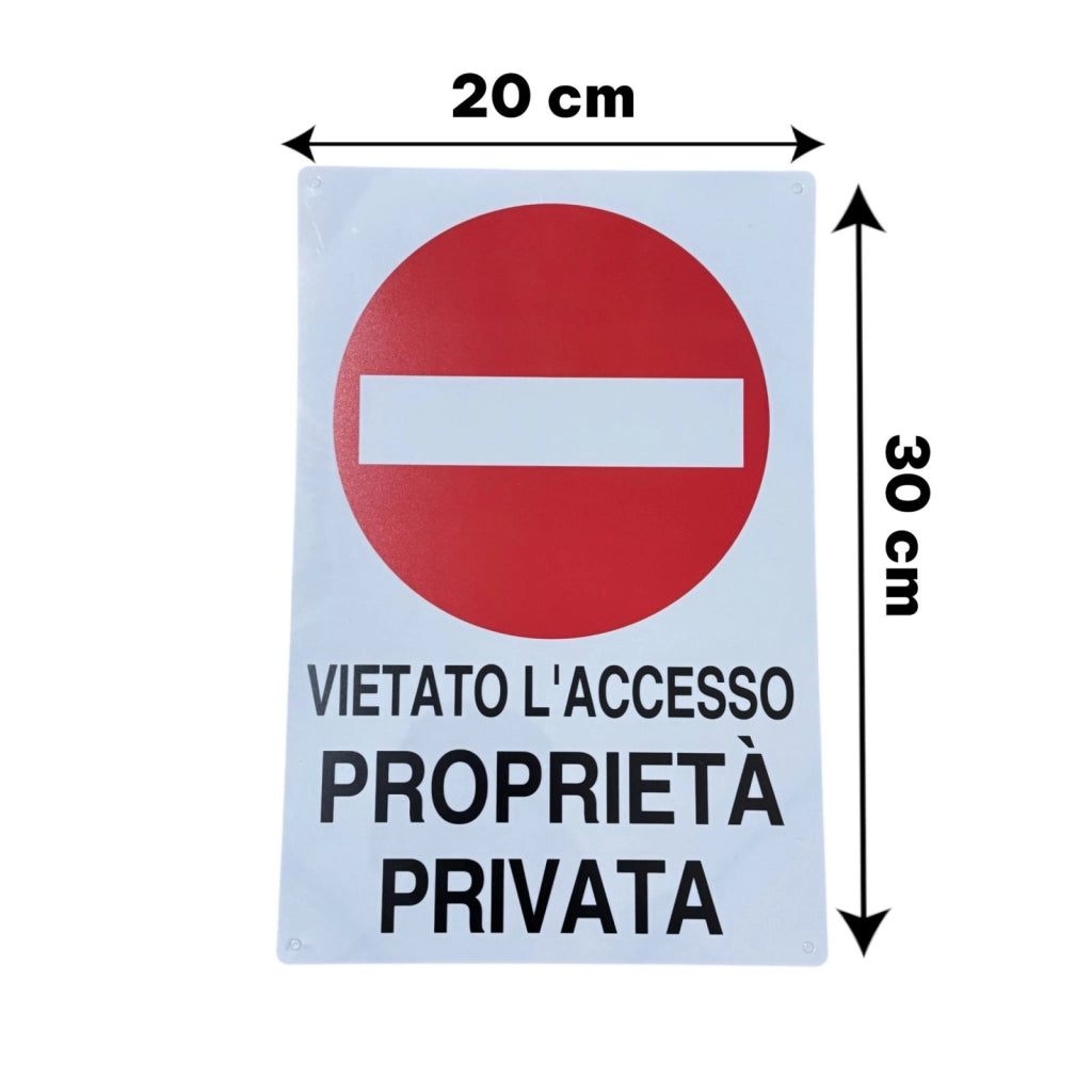 Cartello Vietato Accesso Proprietà Privata 20x30cm in Vinile Rigido Impermeabile