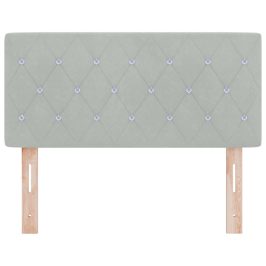 Testata Letto LED con Bottone di Cristallo Tuftato Grigio Chiaro 100 cm Velluto