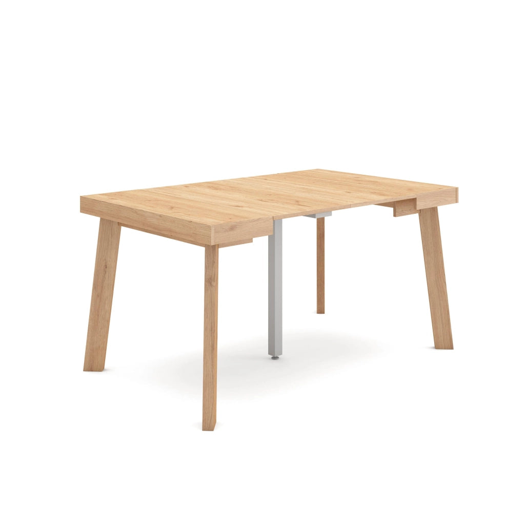 Consolle allungabile, 140x90x73cm, Per 6 persone, Gambe in legno, colore Rovere RF3133