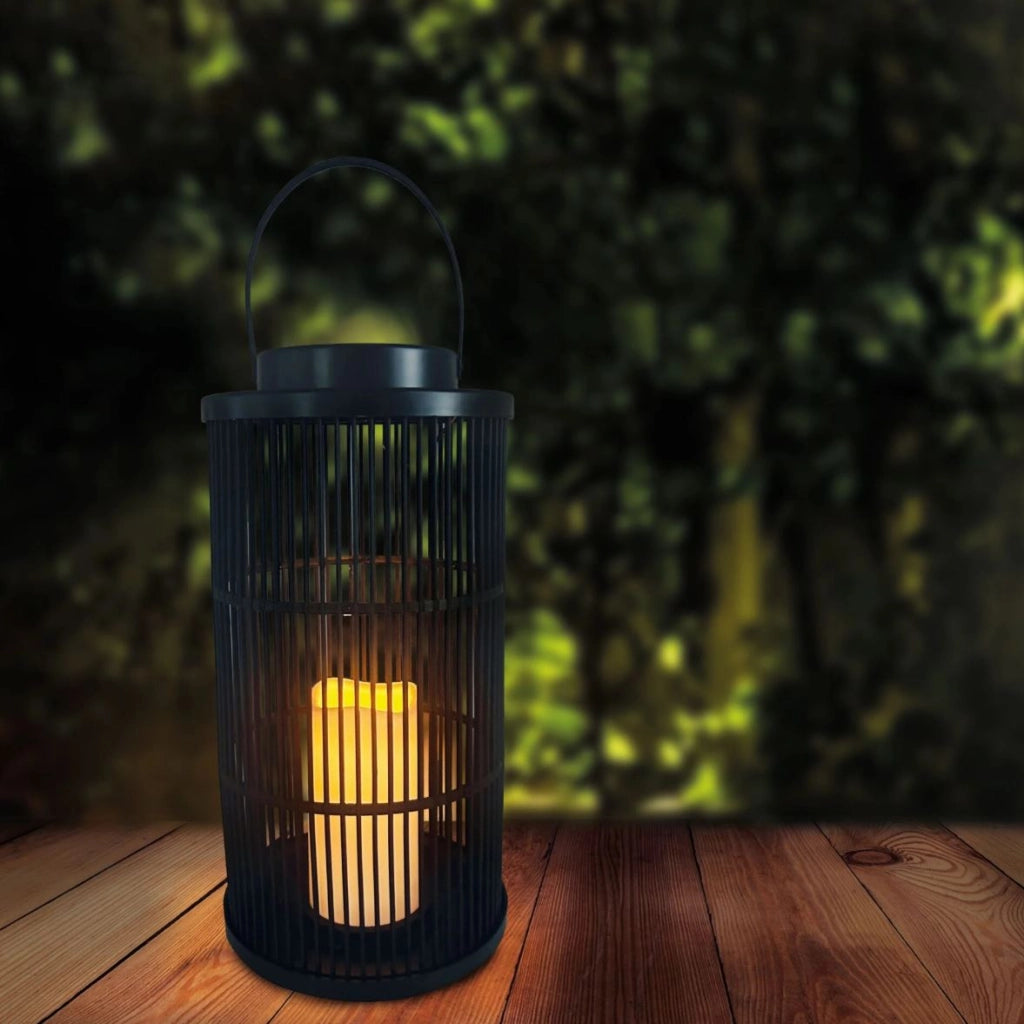 Lanterna solare LED calda 36cm IP44 nera per esterno Polux