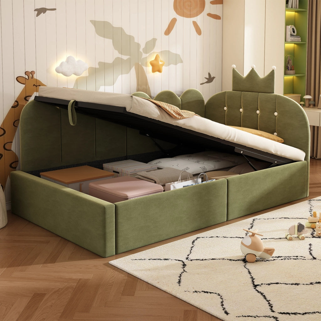 LETTO A DAYBED L-FORM 90x190 cm Velluto Verde con struttura idraulica