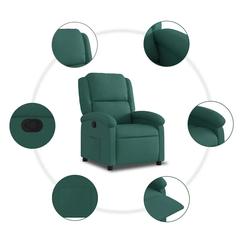 Divano Sedia-Poltrona Reclinabile in Tessuto Verde Scuro 455720