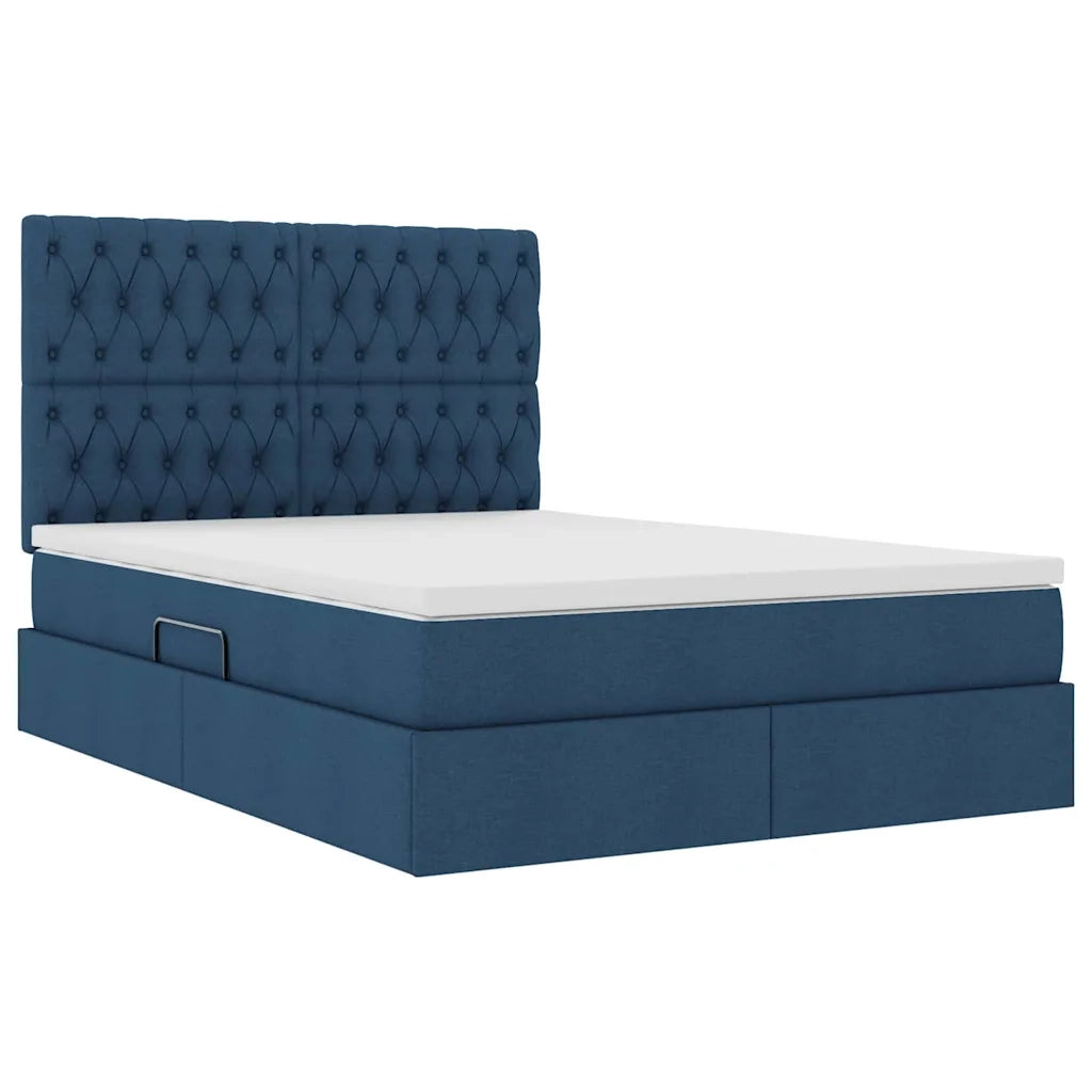 Letto con contenitore e LED con led Blu 140 x 200 cm Poliestere