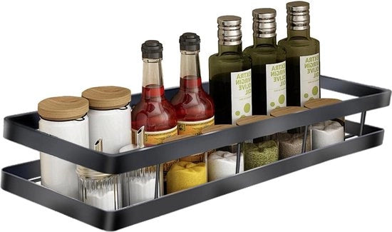 Organizzatore di Spezie Forte per Risparmio di Spazio - Cucina Salotto Bagno (Nero)